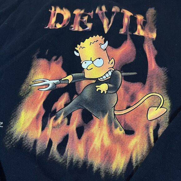 Vintage Bart Devil 90s Black XL Long Sleeve Crewneck Sweater Shirt The Simpsons - Picture 2 of 8
